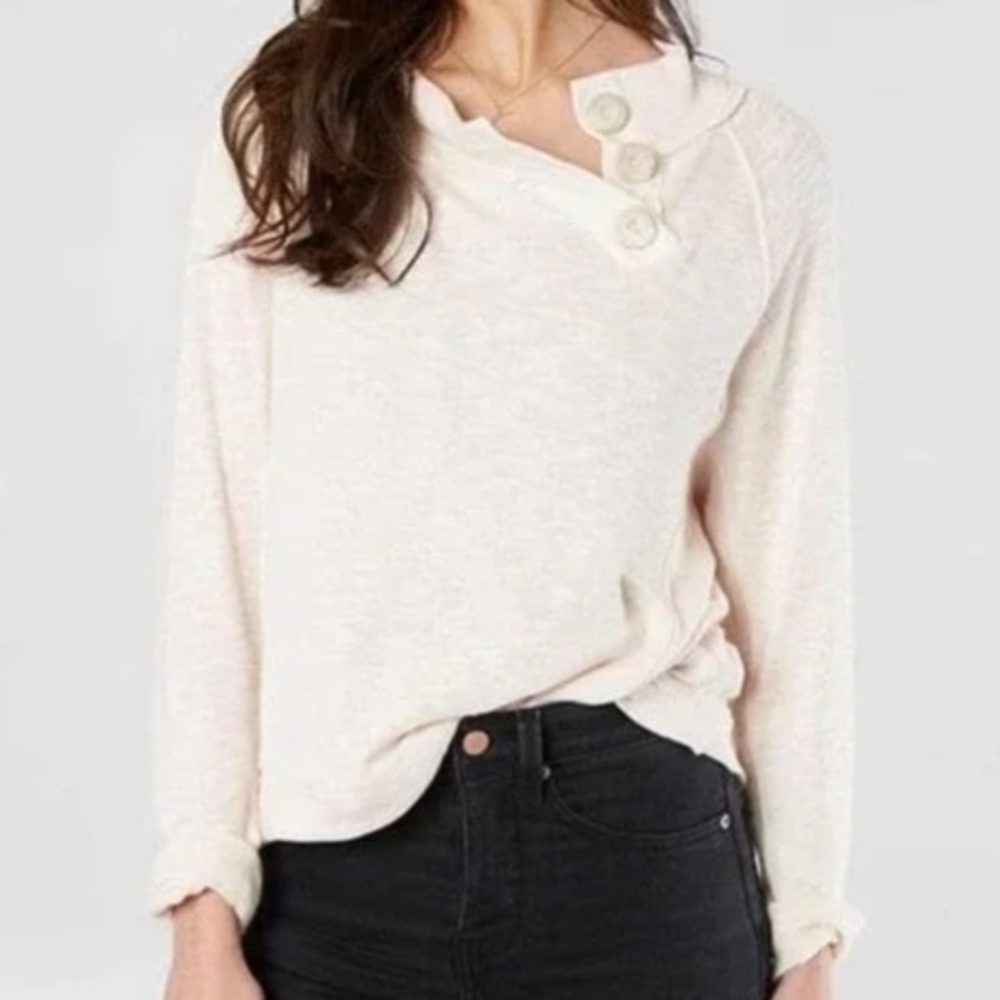 Free People, Don't Forget Me pullover blouse, Button Accent, Cream, Small, NWOT